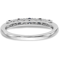 14K White Gold Band with Round Blue Sapphires and Diamonds - 0.06 Carat Sapphire & 0.01 Carat Diamond Total Weight by 0