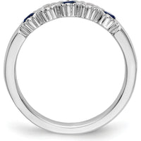 14K White Gold Band with Round Blue Sapphires and Diamonds - 0.10 Carat Total Gemstone Weight by 0