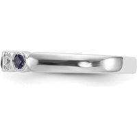 14K White Gold Band with Round Blue Sapphires and Diamonds - 0.10 Carat Total Gemstone Weight by 0