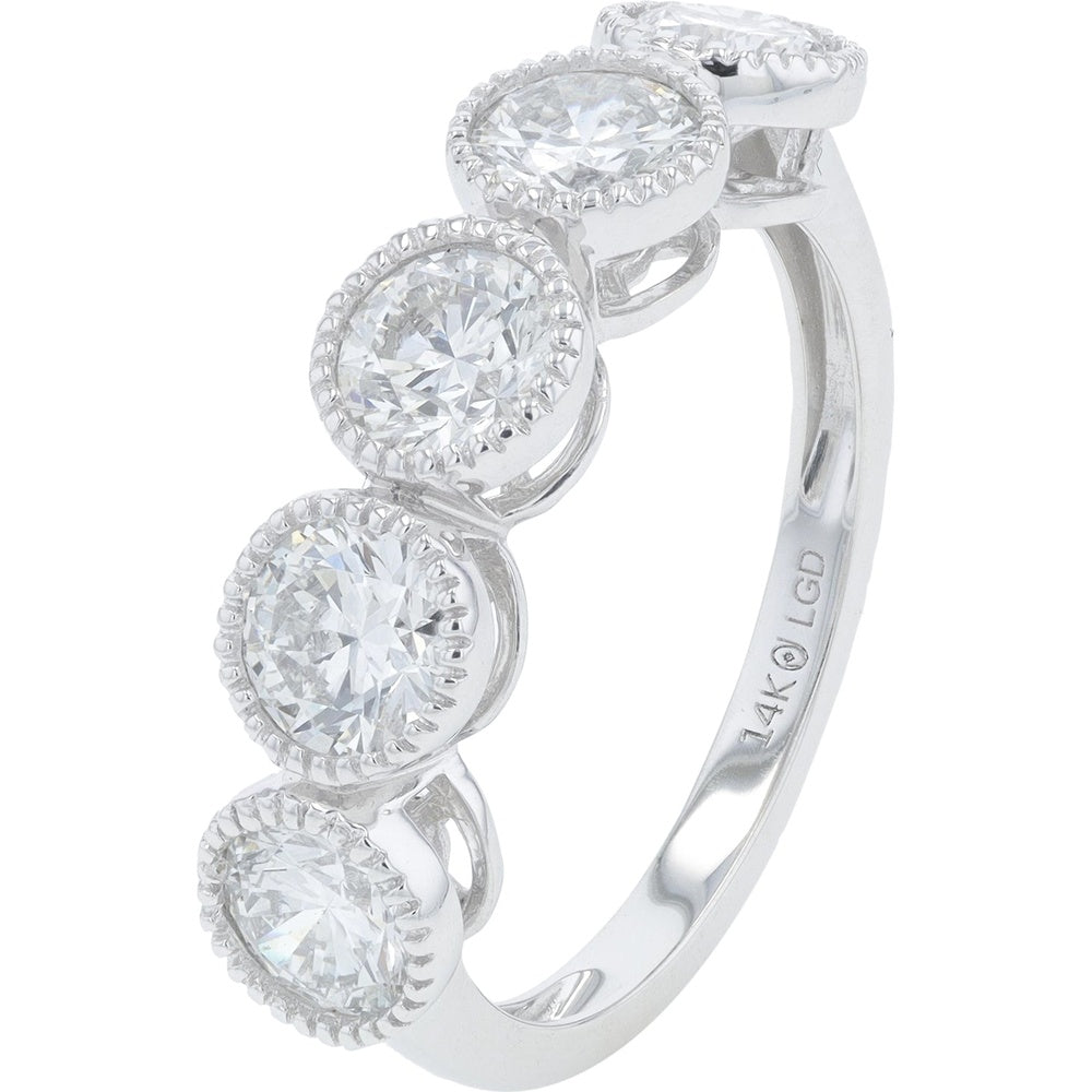 14K White Gold Band with Round Cut Lab Grown Diamonds - 2.00 Carat Total Diamond Weight