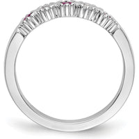 14K White Gold Band with Round Diamonds and Rubies - 0.10 Carat Total Gem Weight by 0