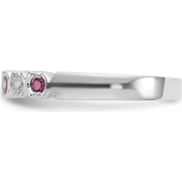 14K White Gold Band with Round Diamonds and Rubies - 0.10 Carat Total Gem Weight by 0