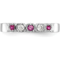 14K White Gold Band with Round Diamonds and Rubies - 0.10 Carat Total Gem Weight by 0