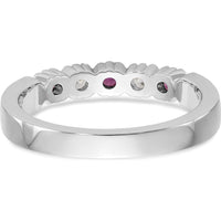 14K White Gold Band with Round Diamonds and Rubies - 0.10 Carat Total Gem Weight by 0