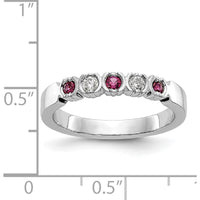 14K White Gold Band with Round Diamonds and Rubies - 0.10 Carat Total Gem Weight by 0