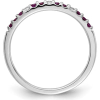 14K White Gold Band with Round Diamonds and Ruby Stones - 0.15 Carat Total Gem Weight by 0
