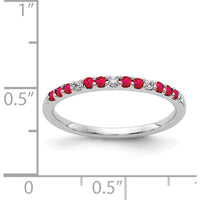 14K White Gold Band with Round Diamonds and Ruby Stones - 0.15 Carat Total Gem Weight by 0