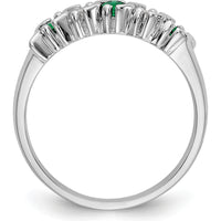 14K White Gold Band with Round Emeralds and Diamonds - 0.2 Carat Total Gemstone Weight by 0