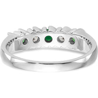 14K White Gold Band with Round Emeralds and Diamonds - 0.2 Carat Total Gemstone Weight by 0