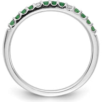 14K White Gold Band with Round Emeralds and Diamonds - 0.25 Carat Total Gem Weight by 0