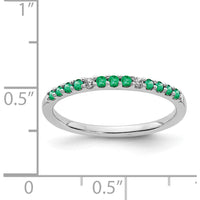 14K White Gold Band with Round Emeralds and Diamonds - 0.25 Carat Total Gem Weight by 0