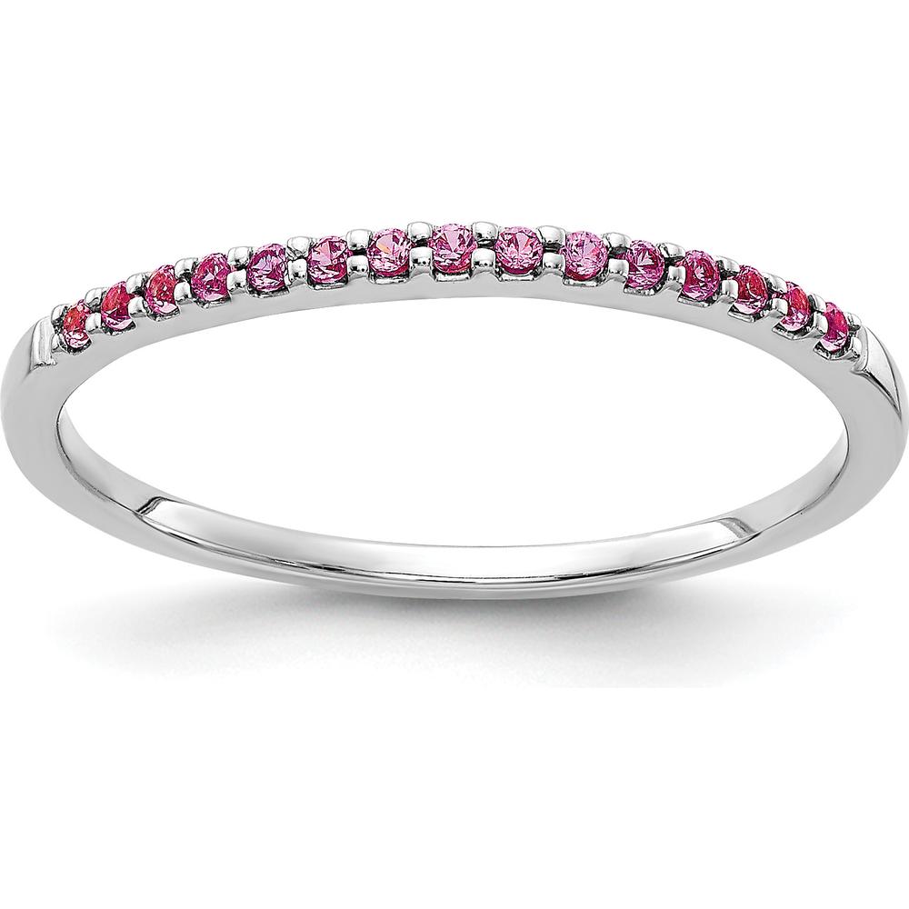 14K White Gold Band with Round Pink Sapphires - 0.12 Carat Total Sapphire Weight by 0