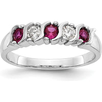 14K White Gold Band with Round Rubies and Diamonds - 0.20 Carat Total Gem Weight by 0