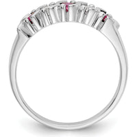 14K White Gold Band with Round Rubies and Diamonds - 0.20 Carat Total Gem Weight by 0