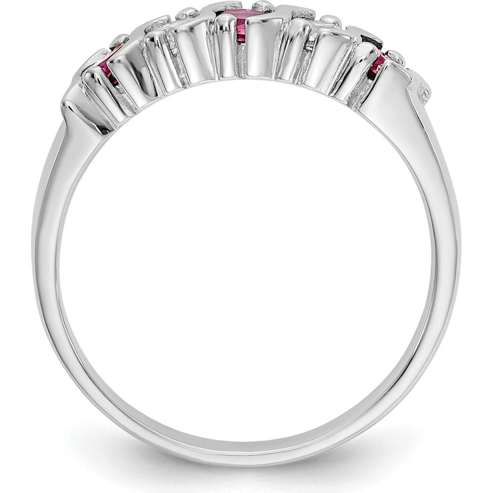 14K White Gold Band with Round Rubies and Diamonds - 0.20 Carat Total Gem Weight by 0