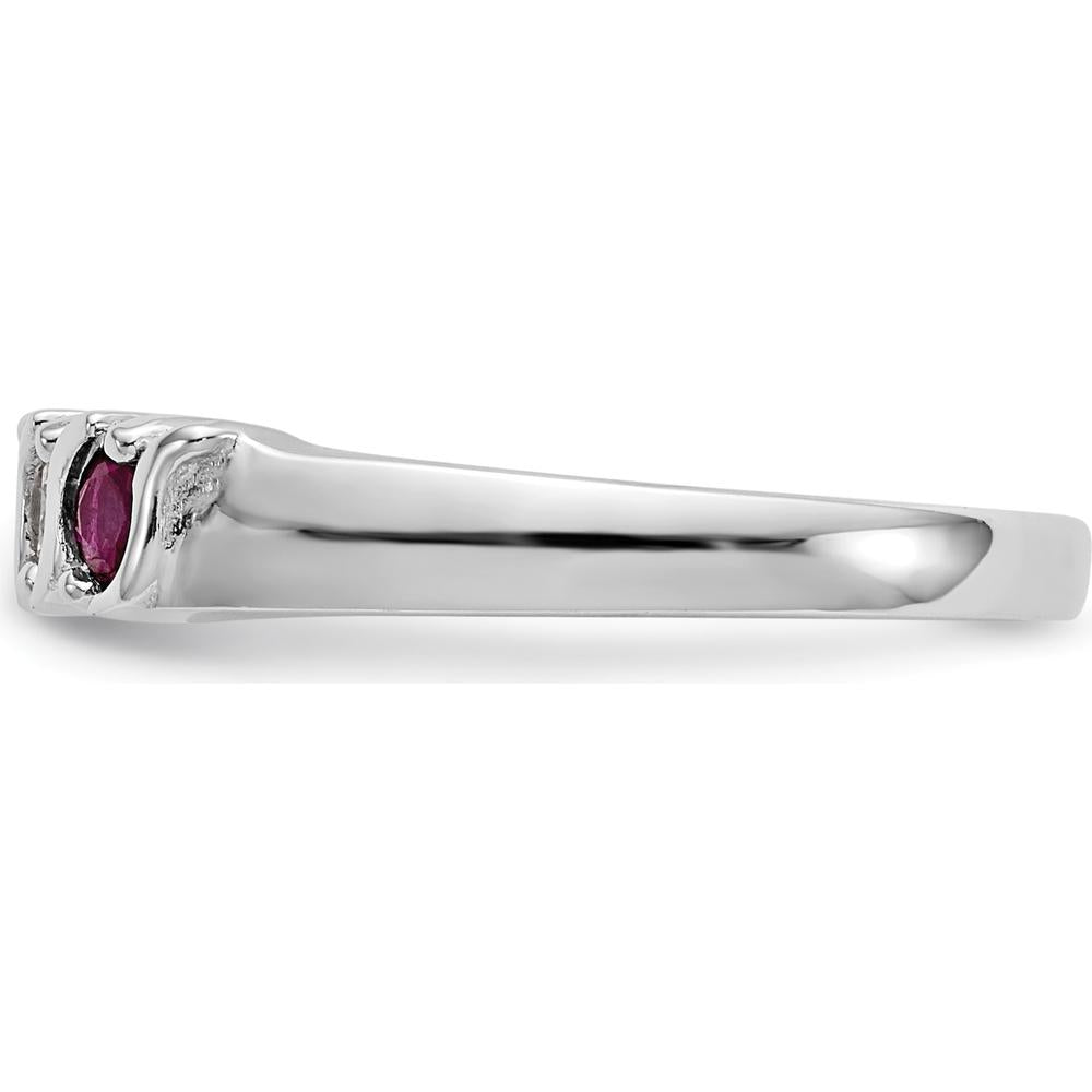 14K White Gold Band with Round Rubies and Diamonds - 0.20 Carat Total Gem Weight by 0