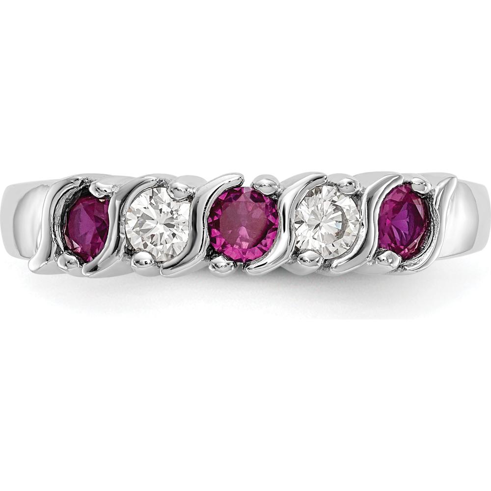 14K White Gold Band with Round Rubies and Diamonds - 0.20 Carat Total Gem Weight by 0