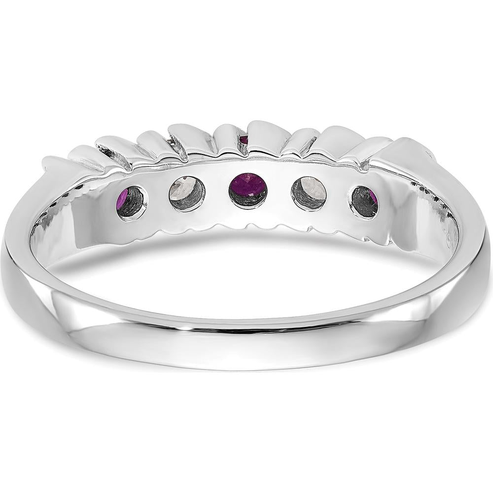 14K White Gold Band with Round Rubies and Diamonds - 0.20 Carat Total Gem Weight by 0