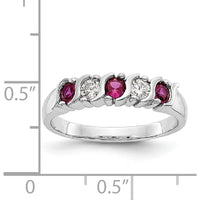 14K White Gold Band with Round Rubies and Diamonds - 0.20 Carat Total Gem Weight by 0