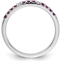 14K White Gold Band with Round Ruby and Diamond Accents - 0.26 Carat Total Gem Weight by 0