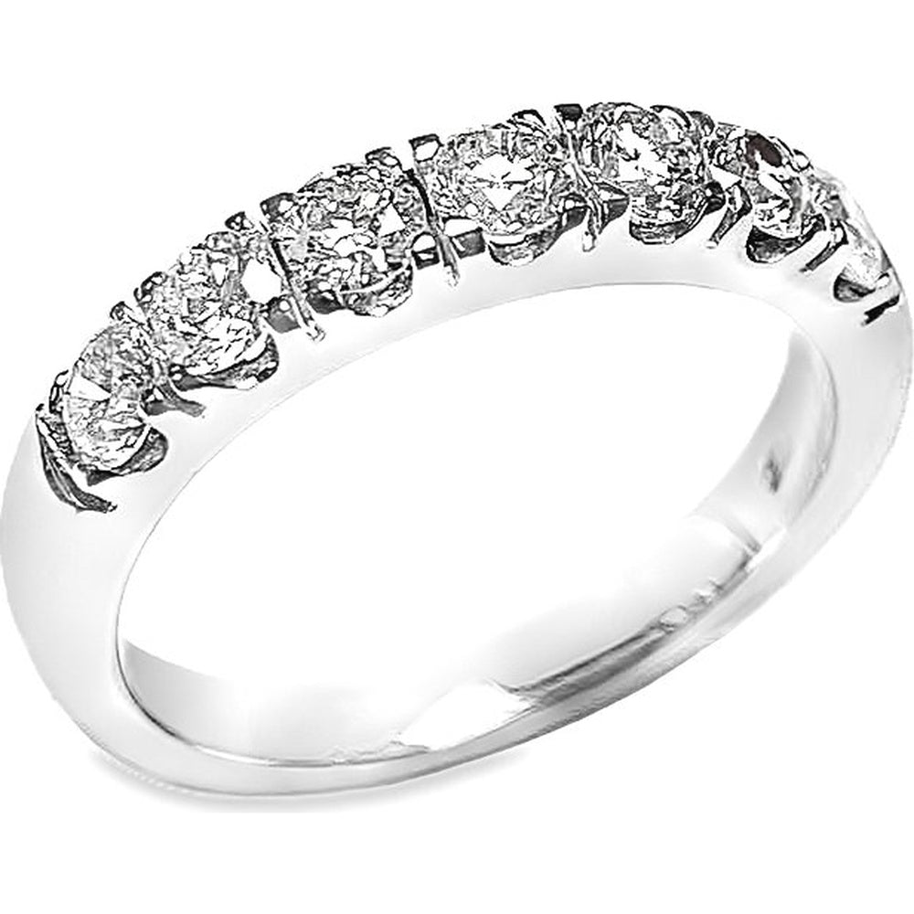 14K White Gold Band with Shared Prong Set Round Diamonds - 1.01 Carat Total Diamond Weight by Auriventus