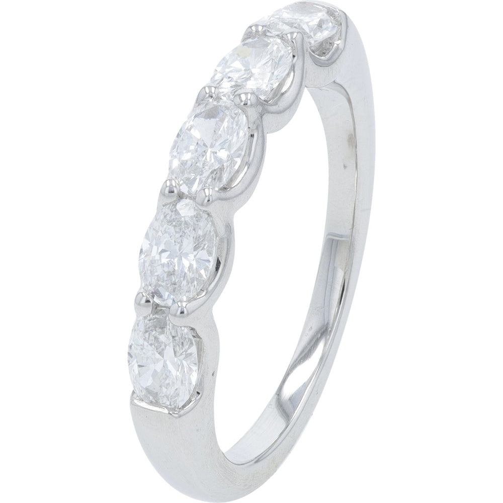 14K White Gold Band with Shared-Prong Set Round Lab-Grown Diamonds - 1.00 Carat Total Diamond Weight