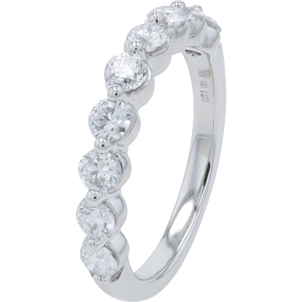 14K White Gold Band with Shared-Prong Set Round Lab Grown Diamonds - 1.00 Carat Total Diamond Weight