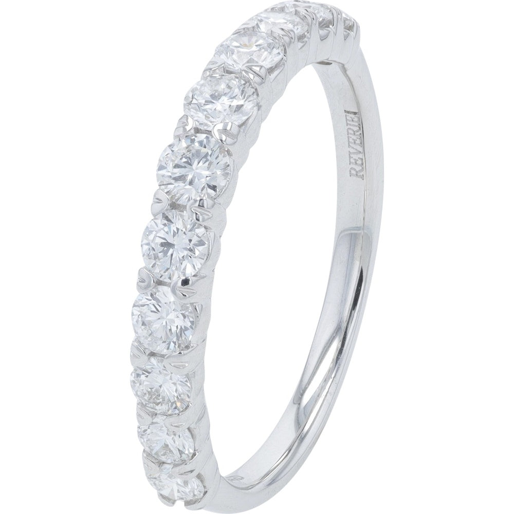 14K White Gold Band with Shared-Prong Set Round Lab Grown Diamonds - 1.00 Carat Total Diamond Weight