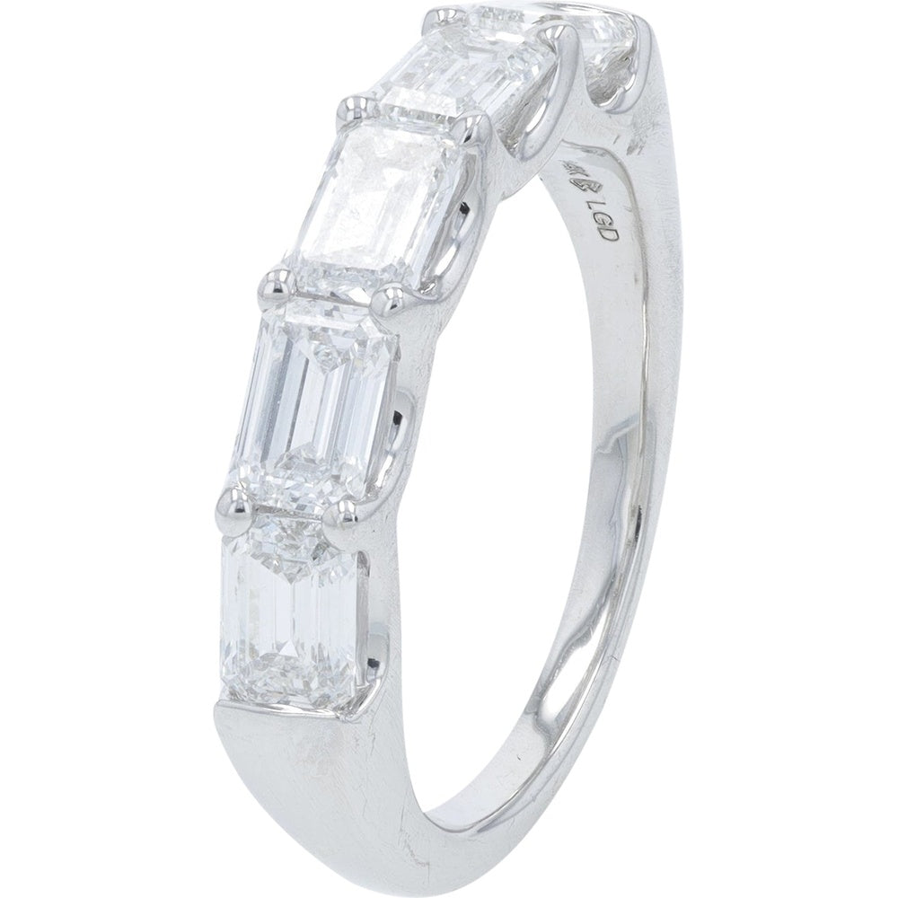 14K White Gold Band with Step-Cut Lab Grown Diamonds - 2.00 Carat Total Diamond Weight