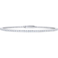 14K White Gold Bangle Bracelet with Channel Set Round Lab Grown Diamonds - 2.00 Carat Total Diamond Weight