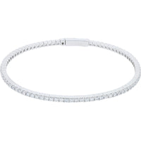 14K White Gold Bangle Bracelet with Channel Set Round Lab Grown Diamonds - 2.00 Carat Total Diamond Weight