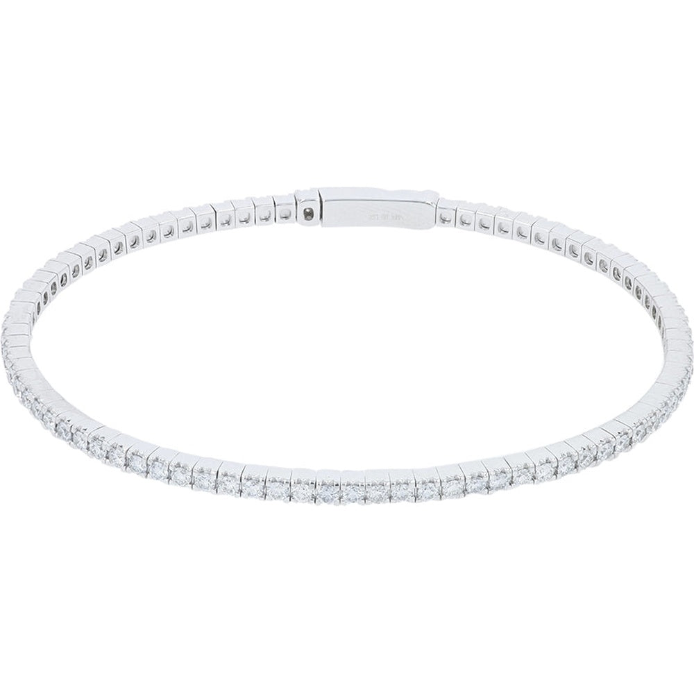 14K White Gold Bangle Bracelet with Channel Set Round Lab Grown Diamonds - 2.00 Carat Total Diamond Weight