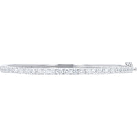 14K White Gold Bangle Bracelet with Continuous Prong-Set Lab Grown Round Diamonds - 3.00 Carat Total Diamond Weight