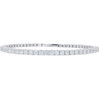 14K White Gold Bangle Bracelet with Prong-Set Round Lab Grown Diamonds - 3.00 Carat Total Diamond Weight