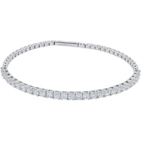 14K White Gold Bangle Bracelet with Prong-Set Round Lab Grown Diamonds - 3.00 Carat Total Diamond Weight