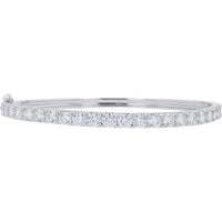 14K White Gold Bangle Bracelet with Prong-Set Round Lab Grown Diamonds - 5.50 Carat Total Diamond Weight