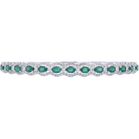 14K White Gold Bangle with 2.50 Carats Emeralds and 0.93 Carats Diamonds