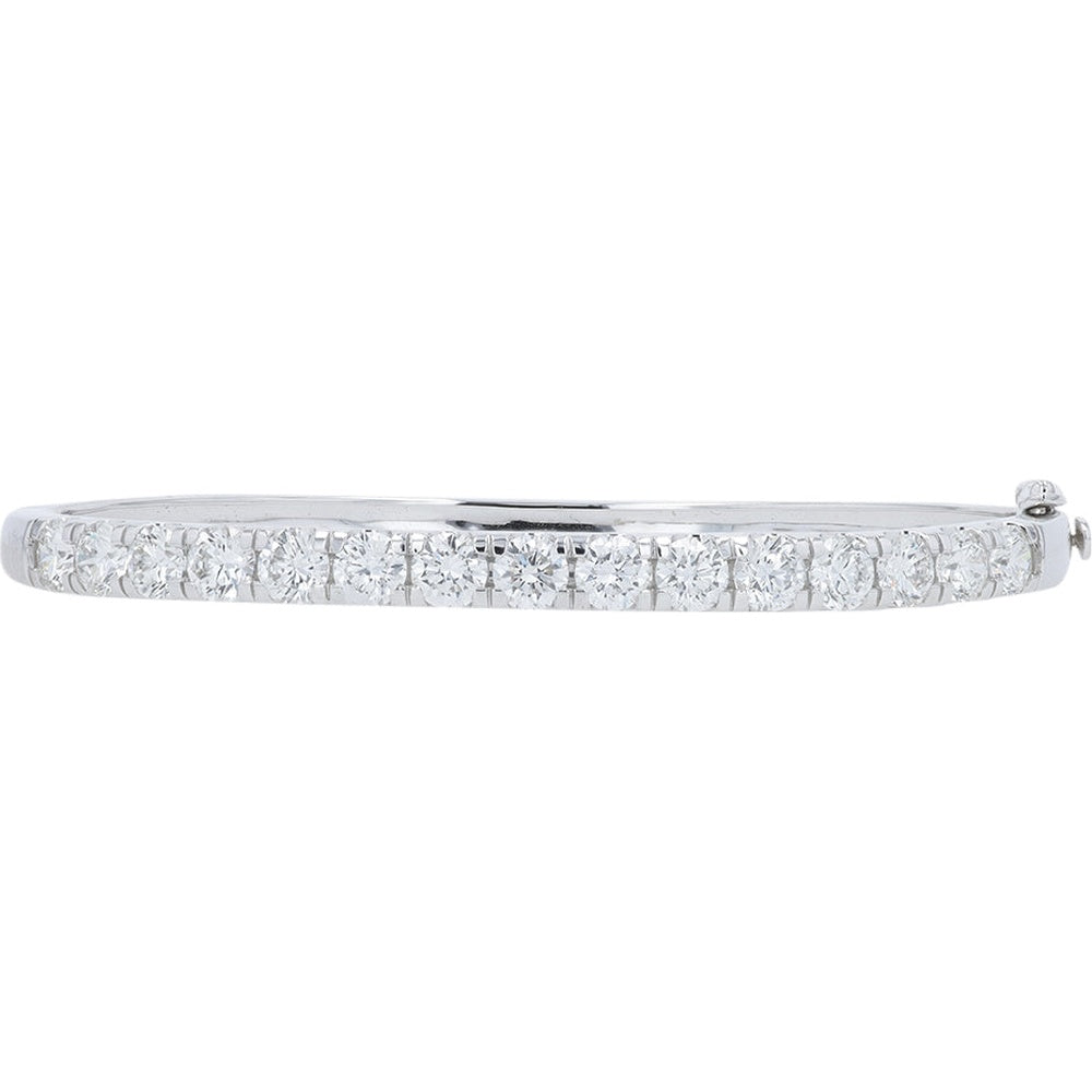 14K White Gold Bangle with Channel Set Round Lab Grown Diamonds - 5.00 Carat Total Diamond Weight