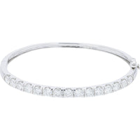 14K White Gold Bangle with Channel Set Round Lab Grown Diamonds - 5.00 Carat Total Diamond Weight