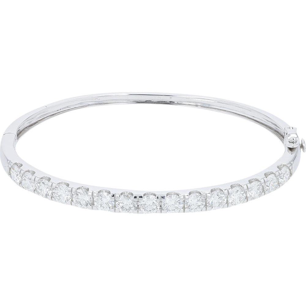 14K White Gold Bangle with Channel Set Round Lab Grown Diamonds - 5.00 Carat Total Diamond Weight