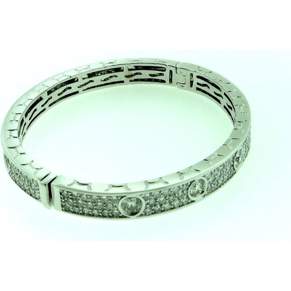 14K White Gold Bangle with Pave-Set Round Diamonds - 9.46 Carat Total Diamond Weight by Auriventus