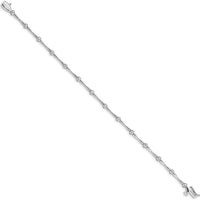 14K White Gold Bar Link Bracelet with 1/4 Carat Round Diamonds - 7" by Monteluci Fine Jewelry
