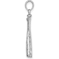 14K White Gold Baseball Bat and Ball Charm Pendant - Sports Jewelry with Textured Detail by Oro Pregiato