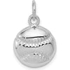 14K White Gold Baseball Charm - Textured Polished Finish with Rhodium Plating by 0