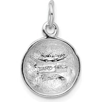 14K White Gold Baseball Charm - Textured Polished Finish with Rhodium Plating by 0