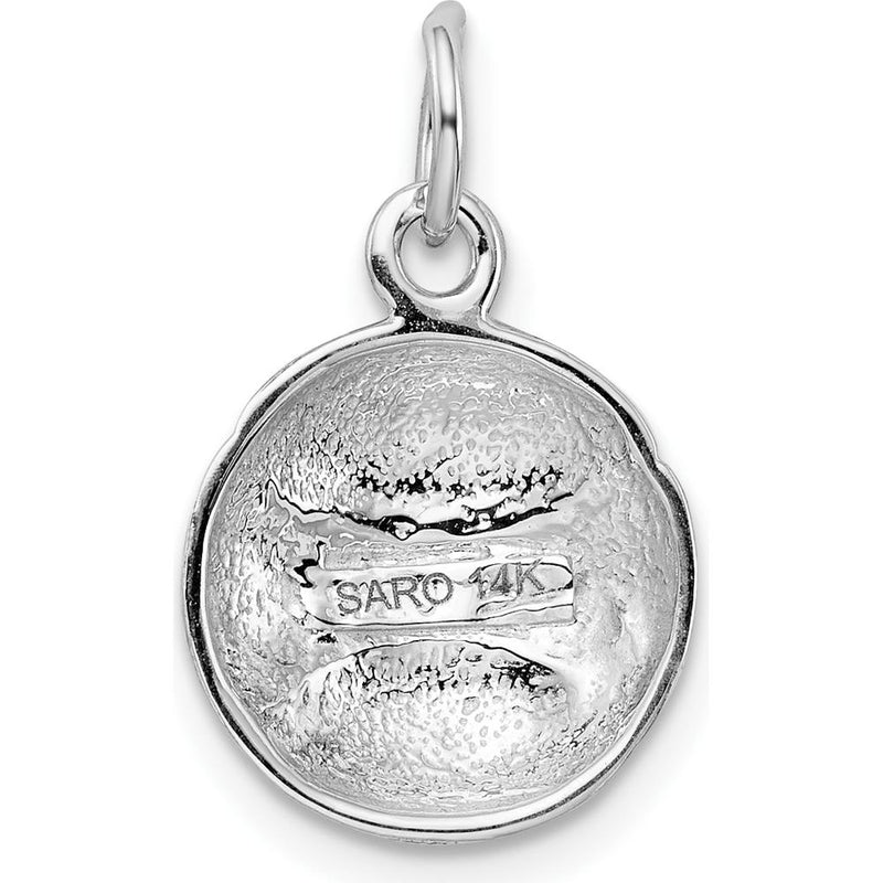 14K White Gold Baseball Charm - Textured Polished Finish with Rhodium Plating by 0