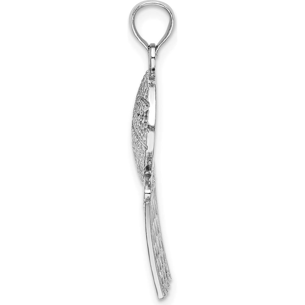 14K White Gold Basketball and Net Charm with Rhodium Plating by Oro Pregiato