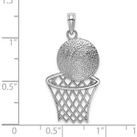 14K White Gold Basketball and Net Charm with Rhodium Plating by Oro Pregiato