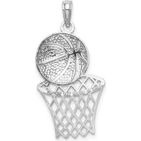 14K White Gold Basketball and Net Charm with Rhodium Plating by Oro Pregiato
