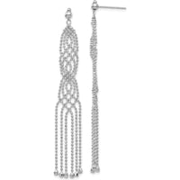 14K White Gold Bead Chain Drop Earrings - 73mm Length by 0